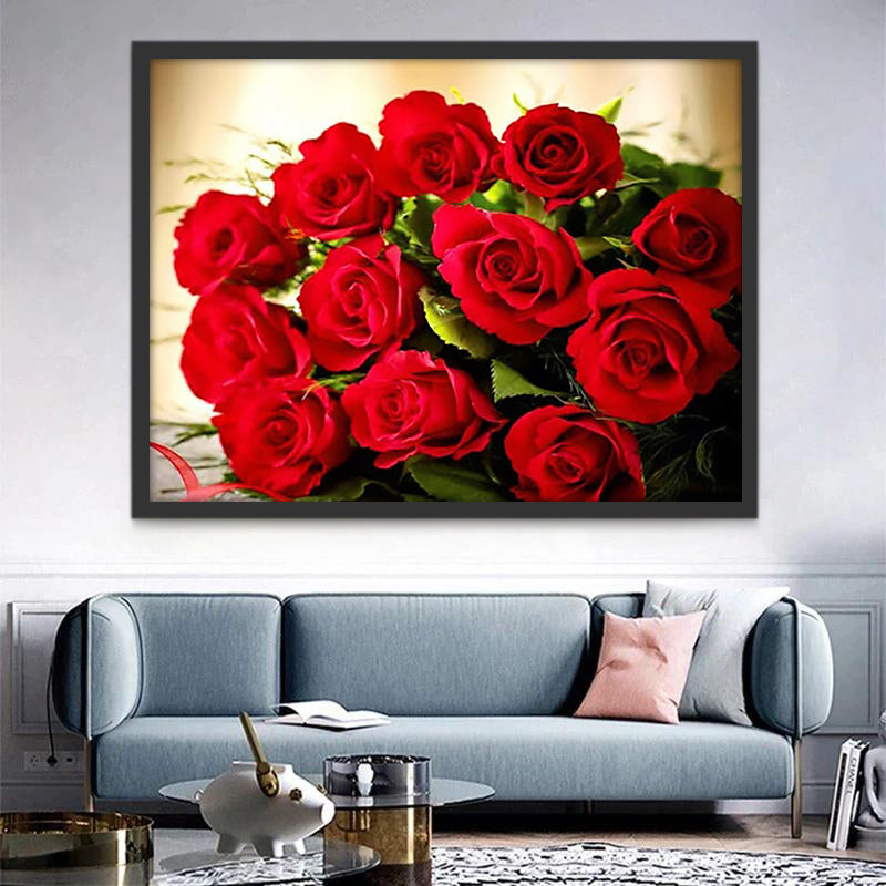 Bouquet de Roses Rouges Peinture par Numéros