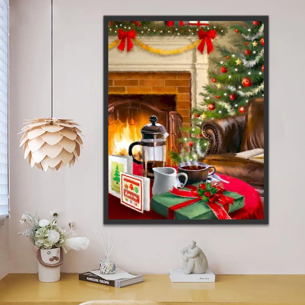 Cadeau et Cheminée Noël Peinture par Numéros