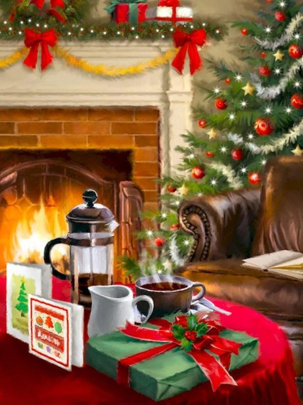 Cadeau et Cheminée Noël Peinture par Numéros