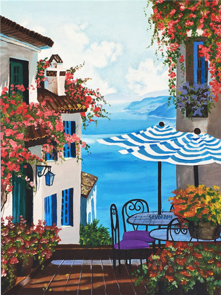 Café et Mer Peinture par Numéros