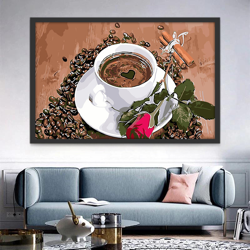 Café et Rose Peinture par Numéros