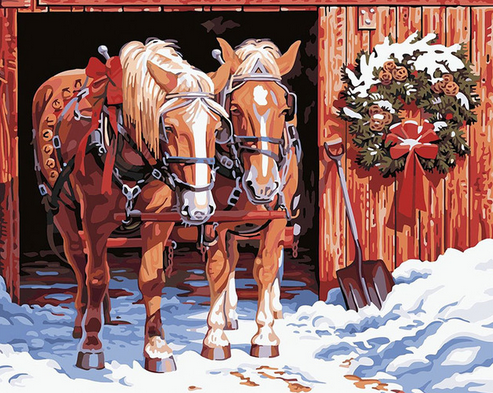 Calèche et Noël Peinture par Numéros
