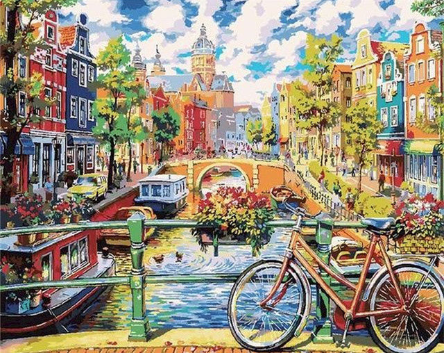 Canaux d'Amsterdam Peinture par Numéros