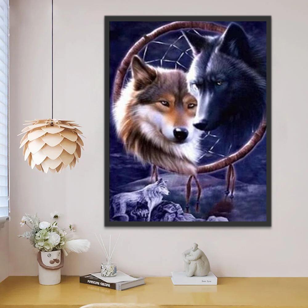 Capteur de Rêves de Loups Peinture par Numéros