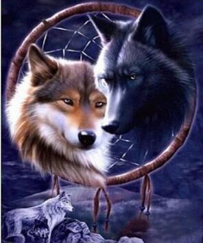Capteur de Rêves de Loups Peinture par Numéros