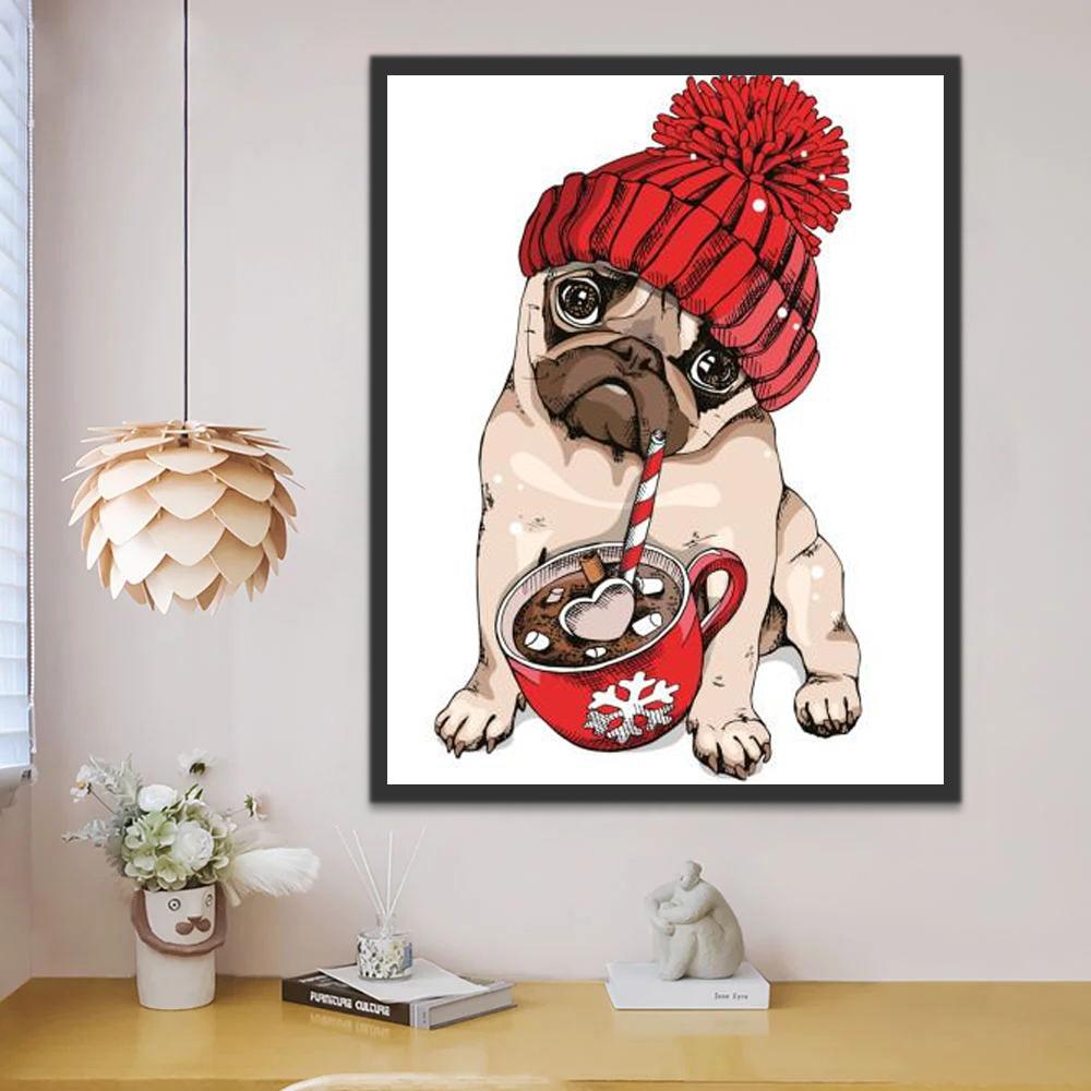 Carlin Buvant du Chocolat Chaud Peinture par Numéros