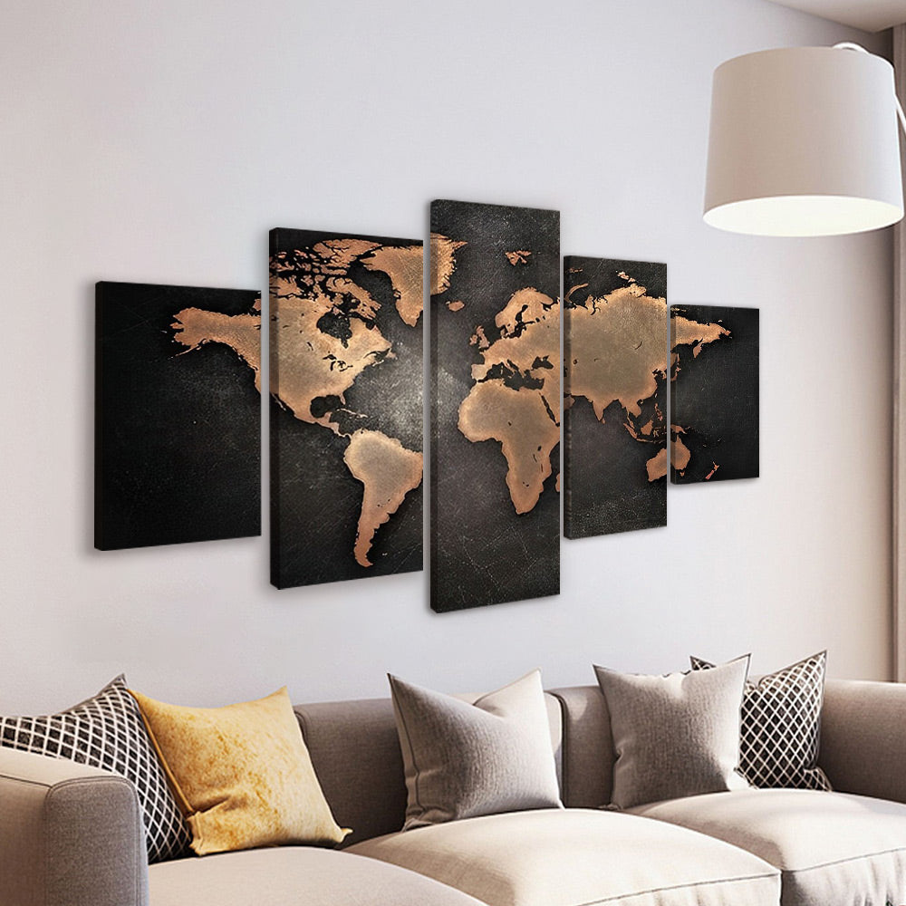 Carte du Monde 5 Partie Peinture par Numéros