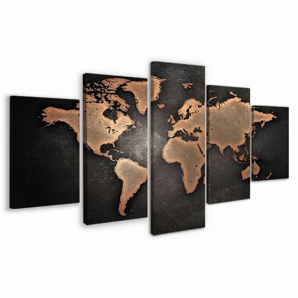 Carte du Monde 5 Partie Peinture par Numéros