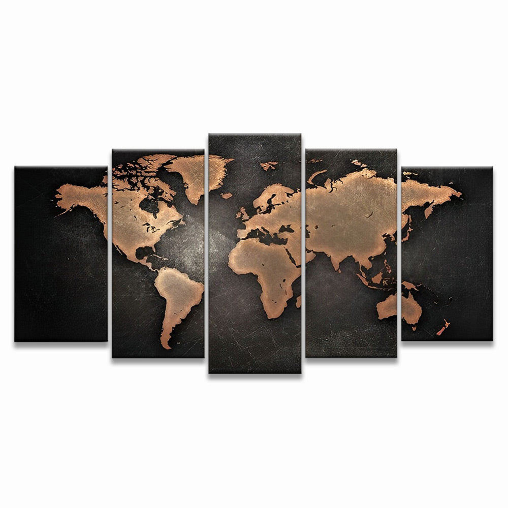 Carte du Monde 5 Partie Peinture par Numéros