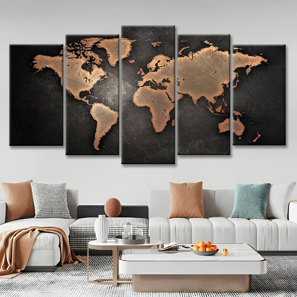Carte du Monde 5 Partie Peinture par Numéros