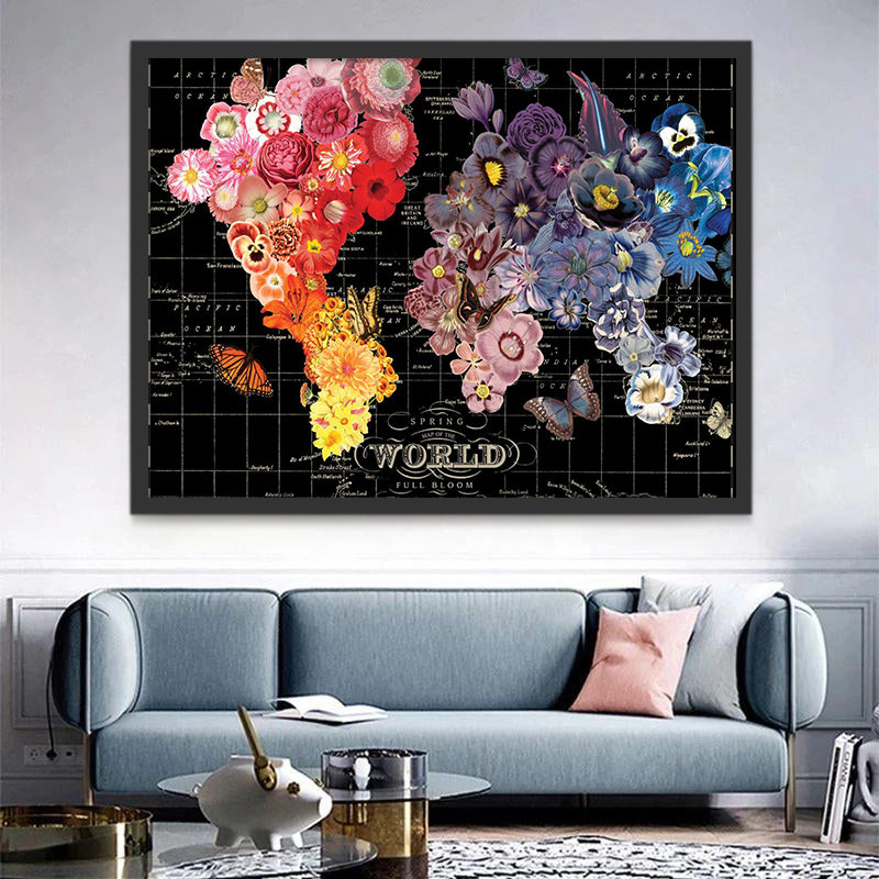 Carte du Monde de Fleur Peinture par Numéros