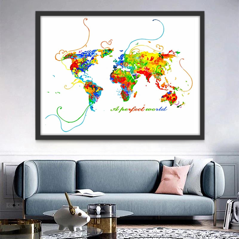 Carte Du Monde Peinture par Numéros