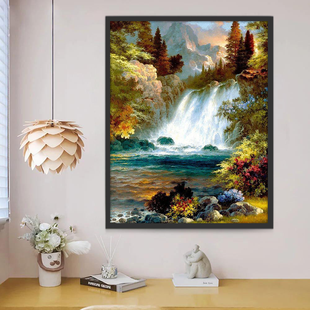 Cascade dans la Forêt Peinture par Numéros
