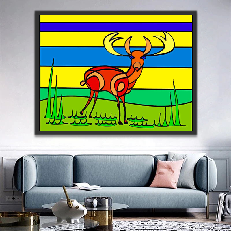 Cerf Abstrait Cartoon Enfants Peinture par Numéros