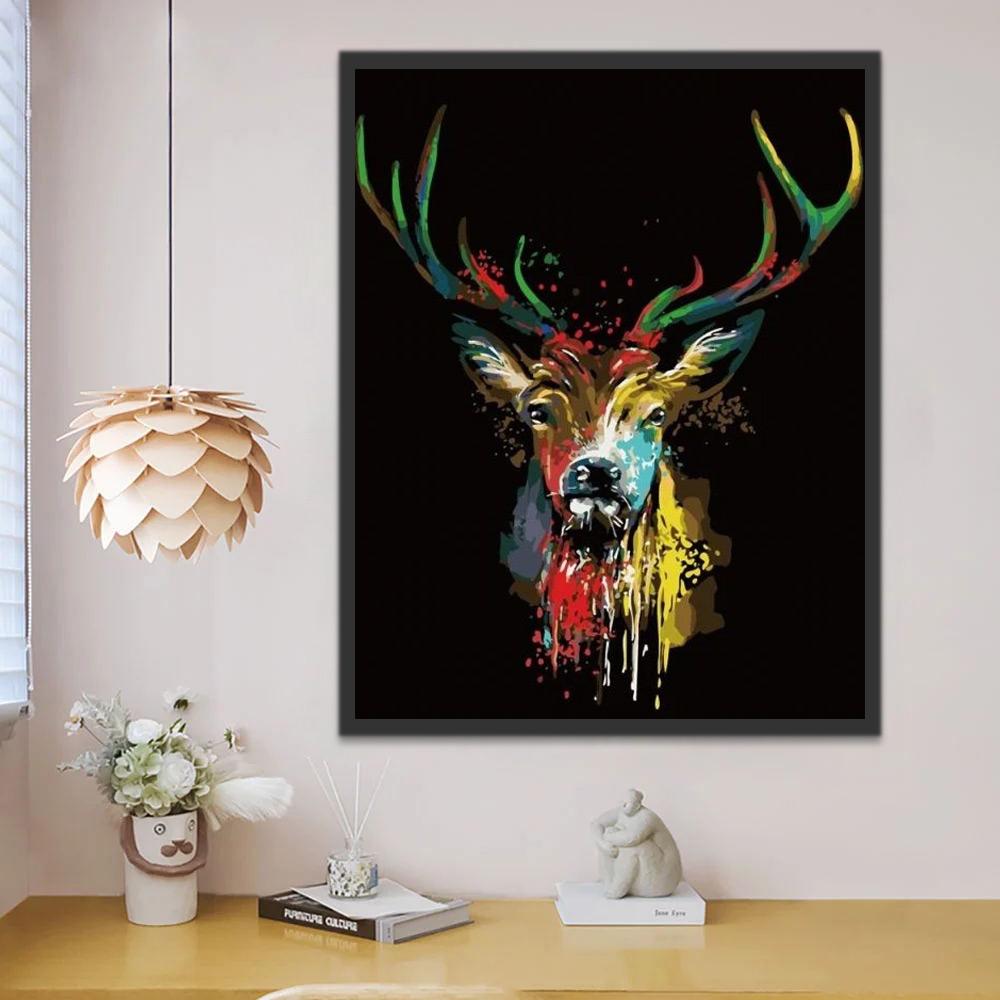 Cerf avec des Taches Colorées Peinture par Numéros