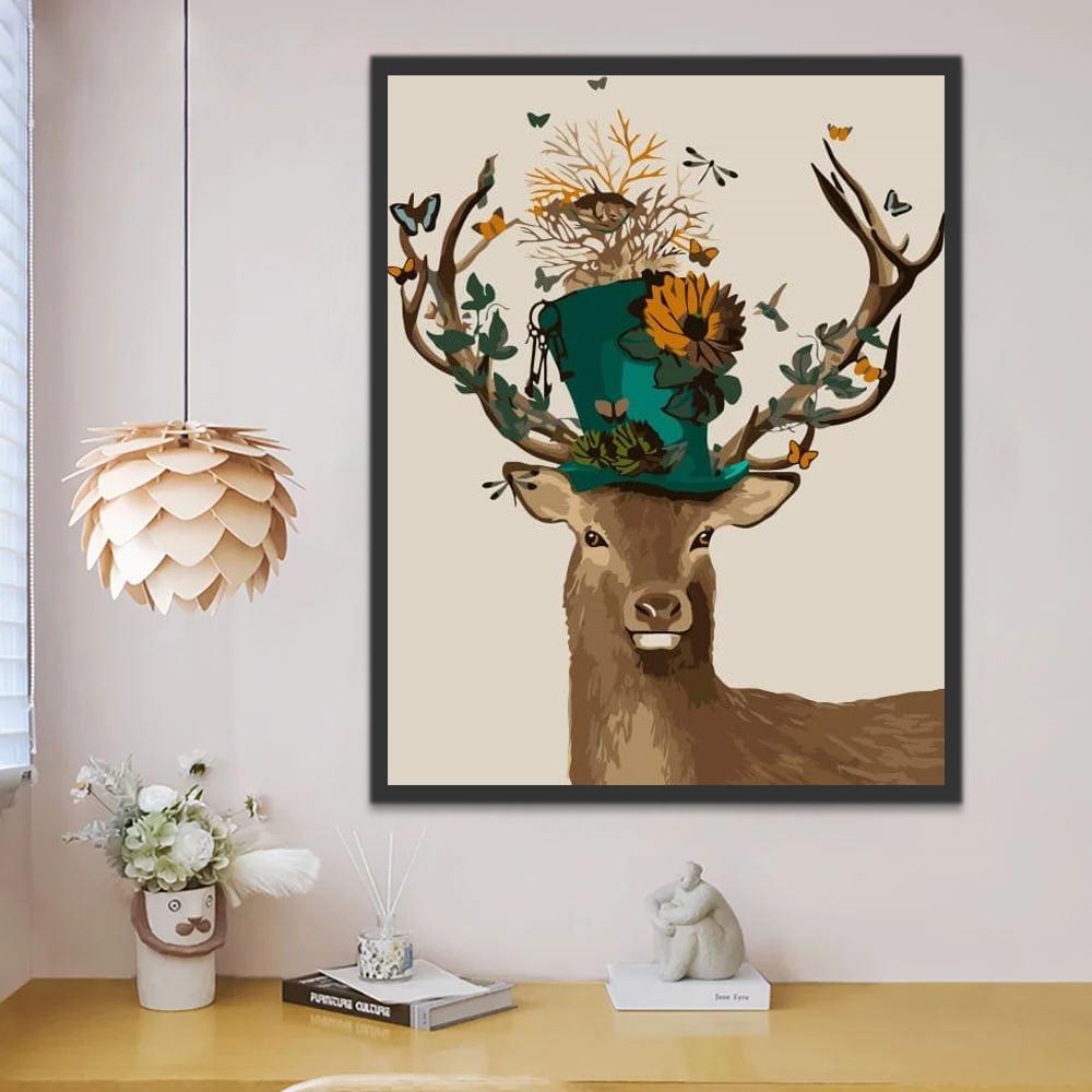 Cerf avec un Chapeau Peinture par Numéros