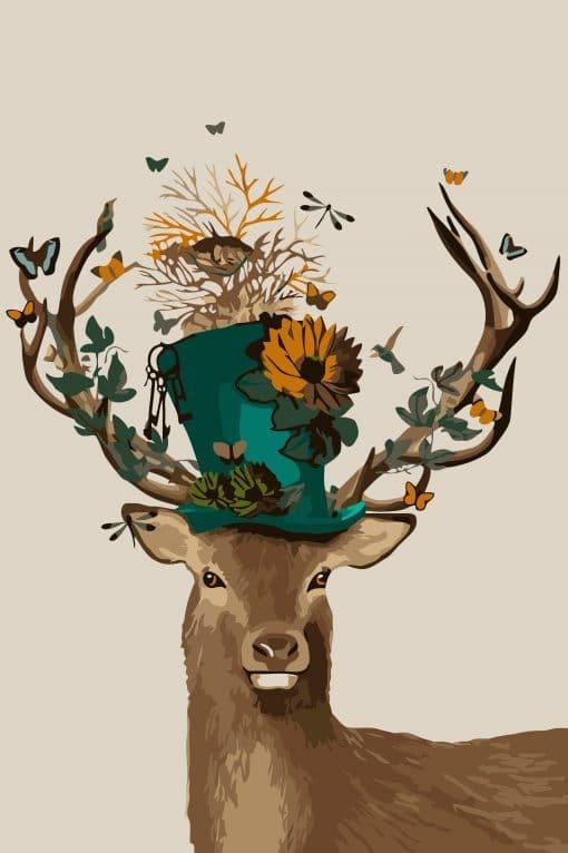Cerf avec un Chapeau Peinture par Numéros