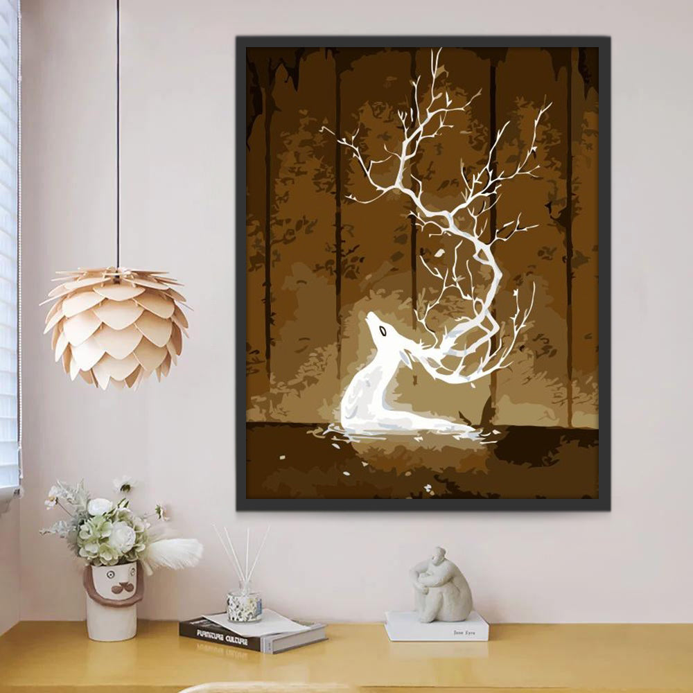 Cerf Blanc Magique Peinture par Numéros