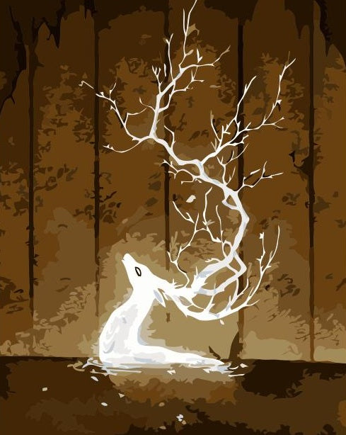 Cerf Blanc Magique Peinture par Numéros