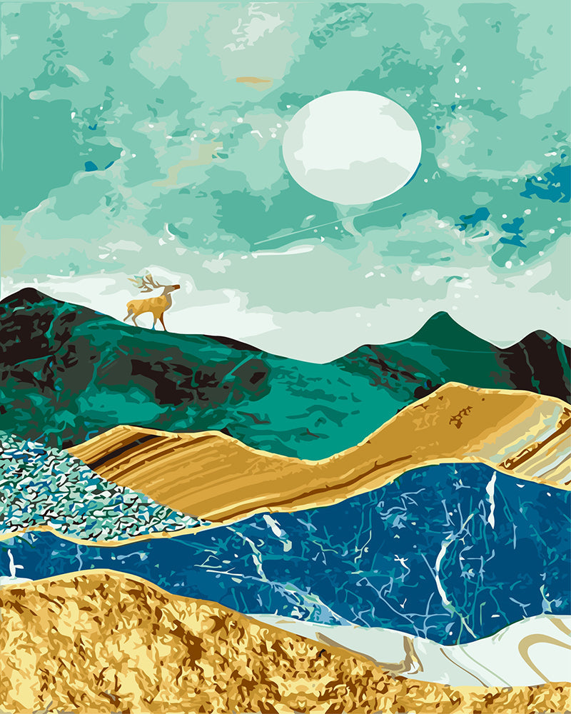 Cerf dans le Paysage Nature Peinture par Numéros