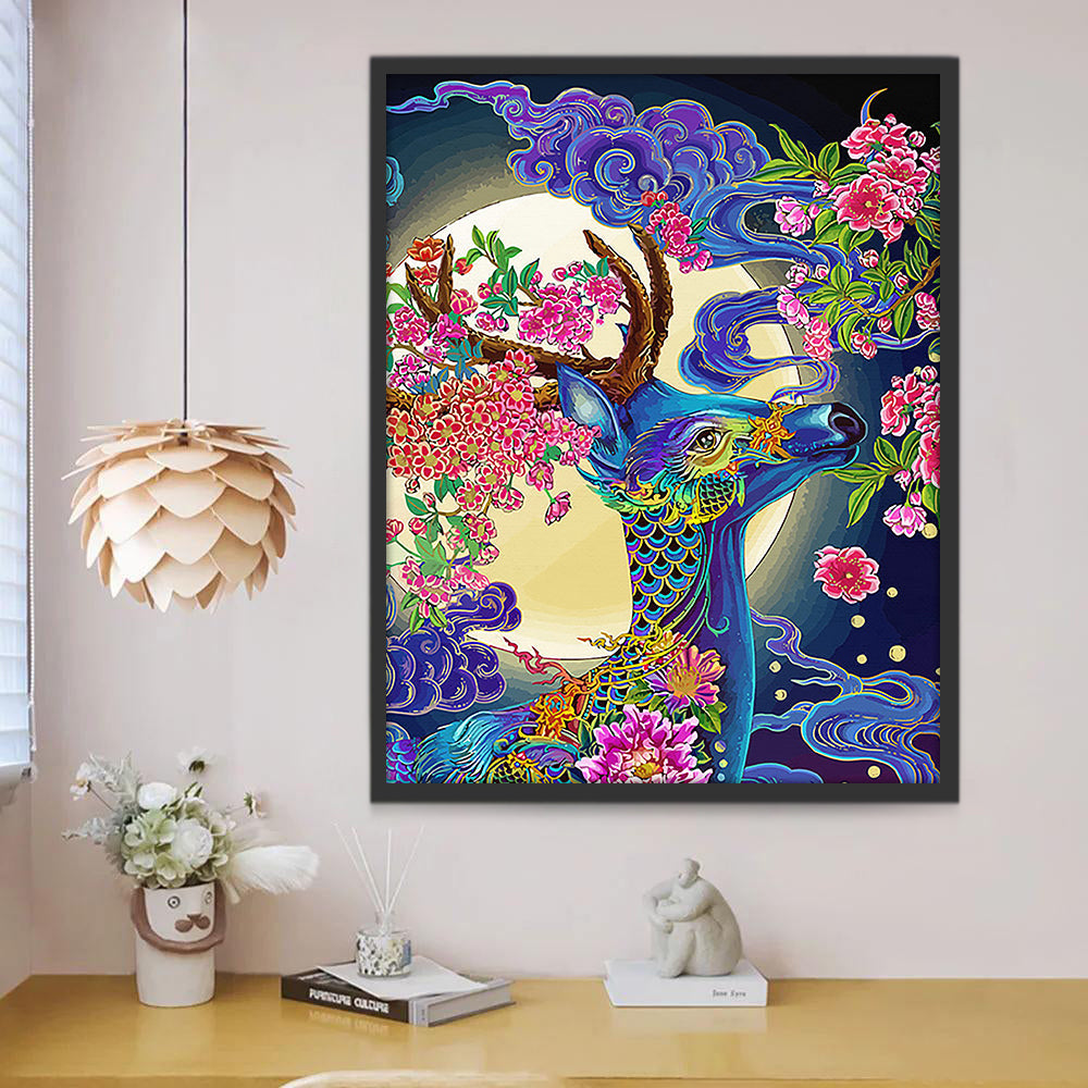 Cerf de Neuf Couleurs Peinture par Numéros