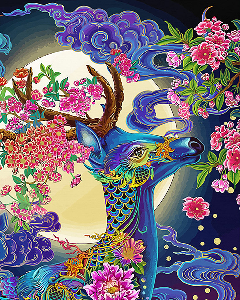 Cerf de Neuf Couleurs Peinture par Numéros