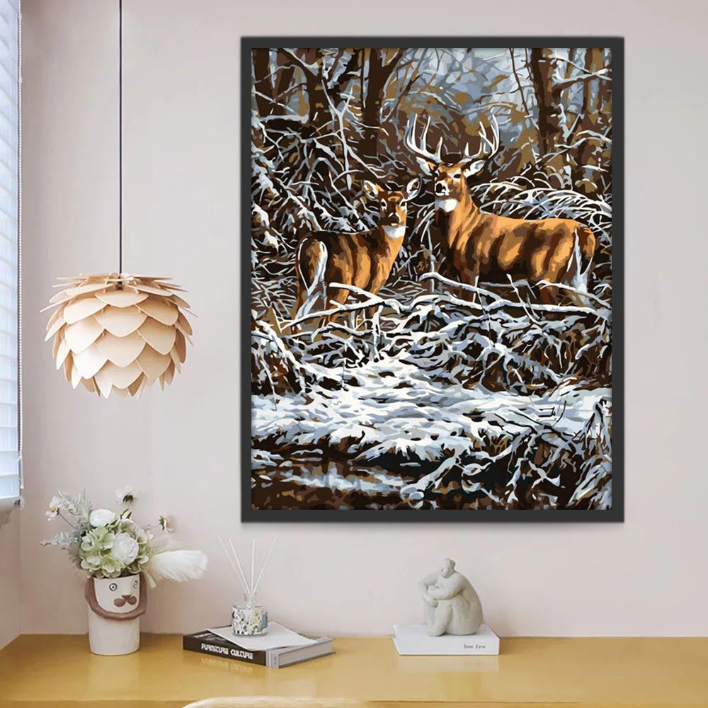 Cerf en Hiver Peinture par Numéros