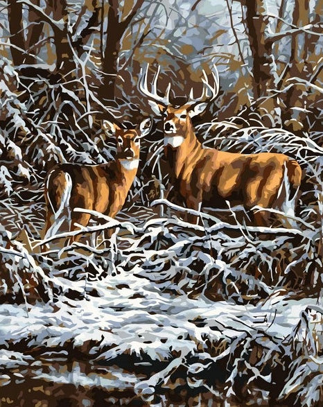 Cerf en Hiver Peinture par Numéros