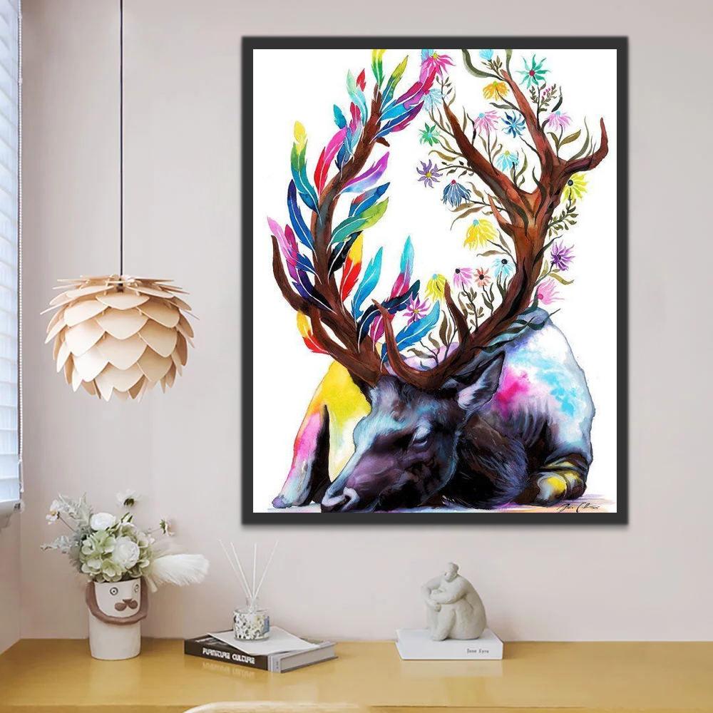 Cerf Endormi Peinture par Numéros