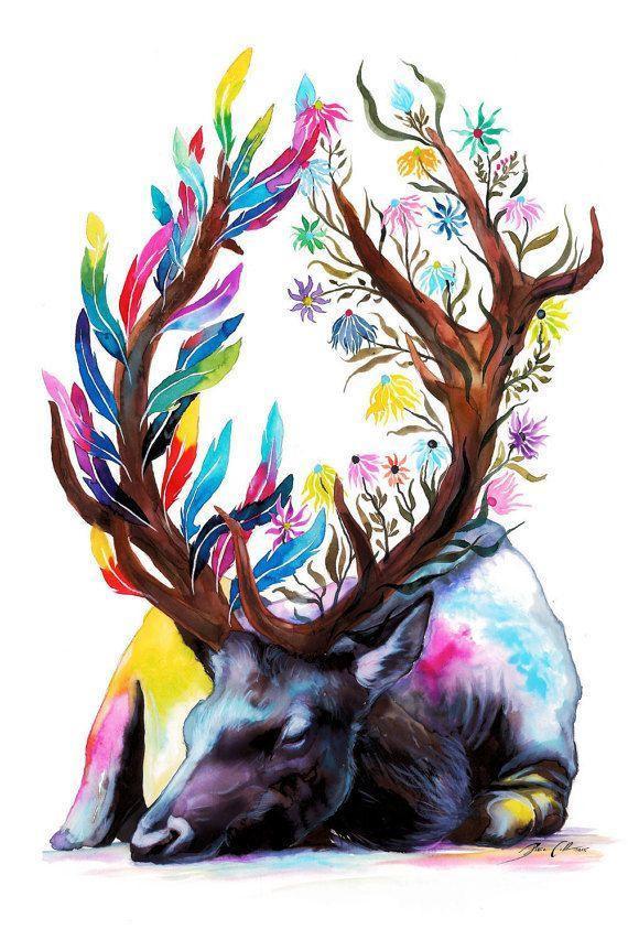 Cerf Endormi Peinture par Numéros