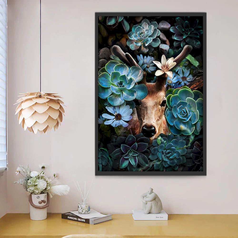 Cerf et Cactus Peinture par Numéros