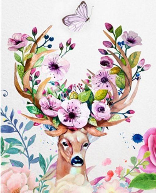 Cerf et Papillon Peinture par Numéros