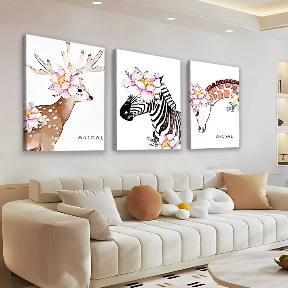 Cerf Girafe et Zèbre 3 Partie Peinture par Numéros