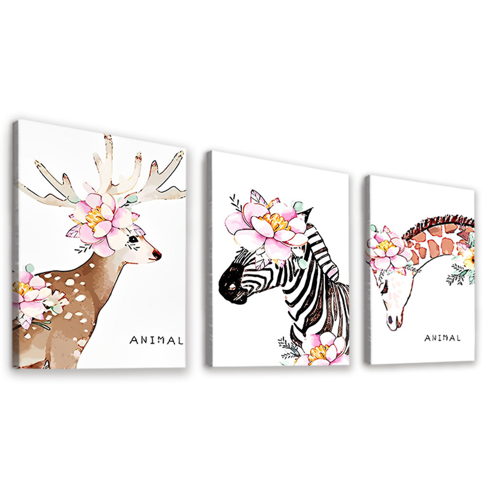 Cerf Girafe et Zèbre 3 Partie Peinture par Numéros