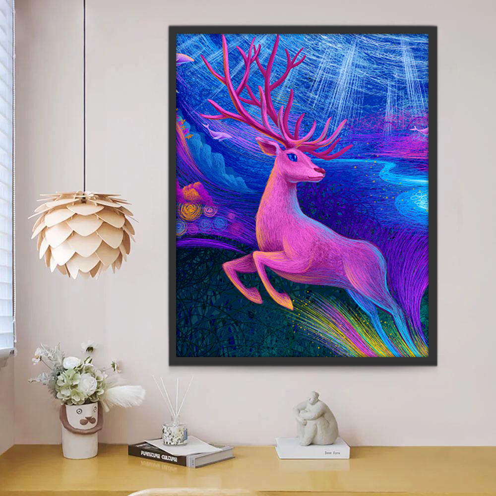 Cerf Rose Magique Peinture par Numéros