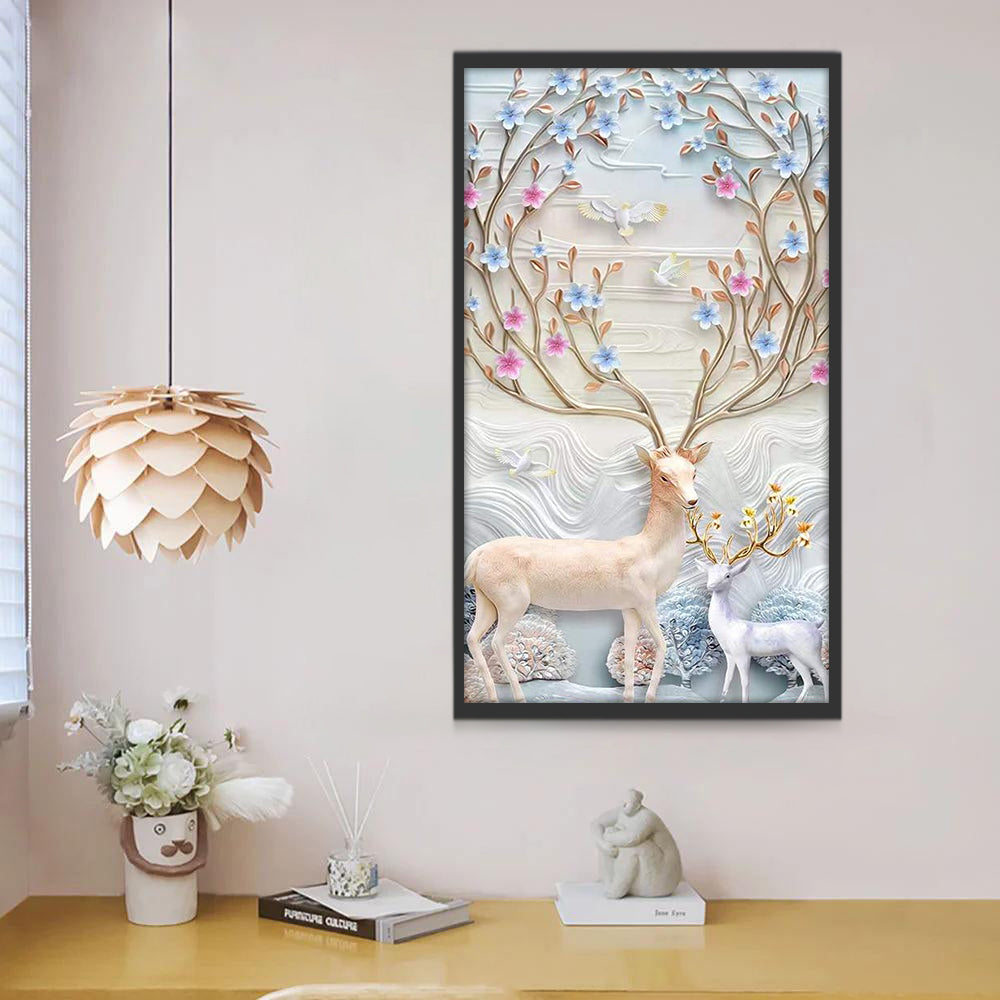 Cerfs Blancs de Bonne Chance Peinture par Numéros