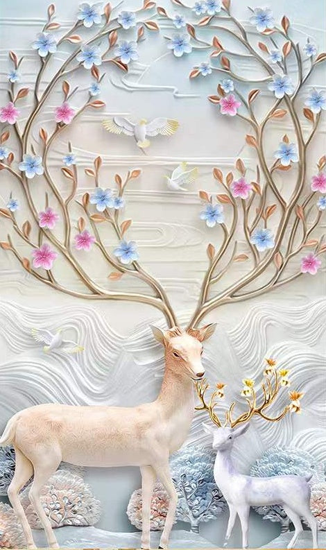 Cerfs Blancs de Bonne Chance Peinture par Numéros