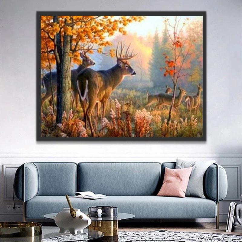 Cerfs en Automne Peinture par Numéros