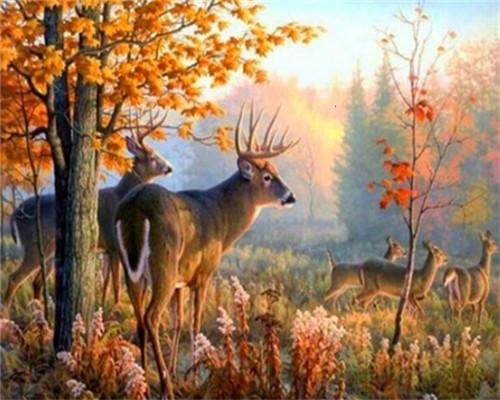 Cerfs en Automne Peinture par Numéros