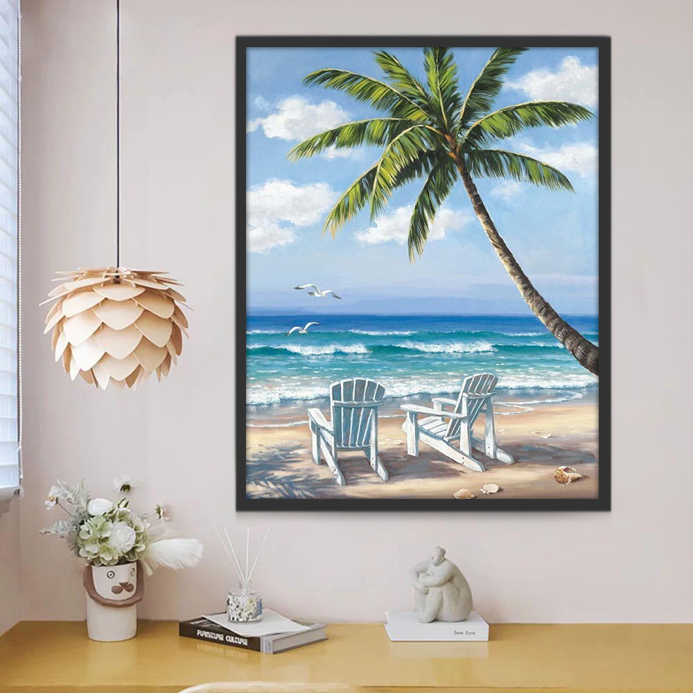 Chaises sur Plage Peinture par Numéros