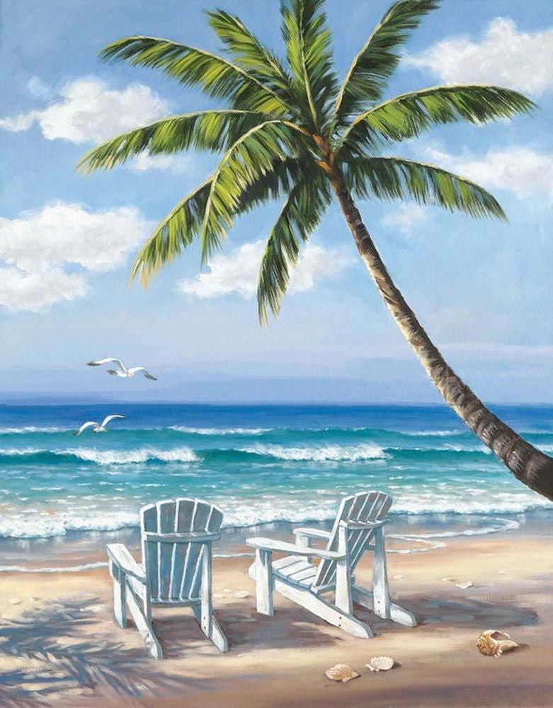 Chaises sur Plage Peinture par Numéros