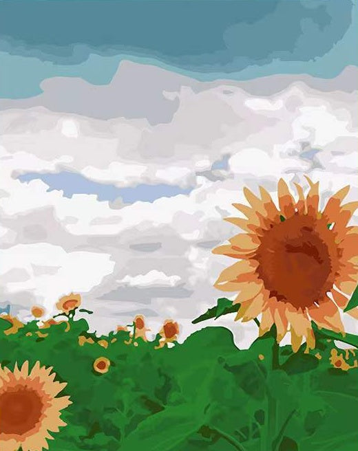 Champ de Tournesols Magnifiques Peinture par Numéros