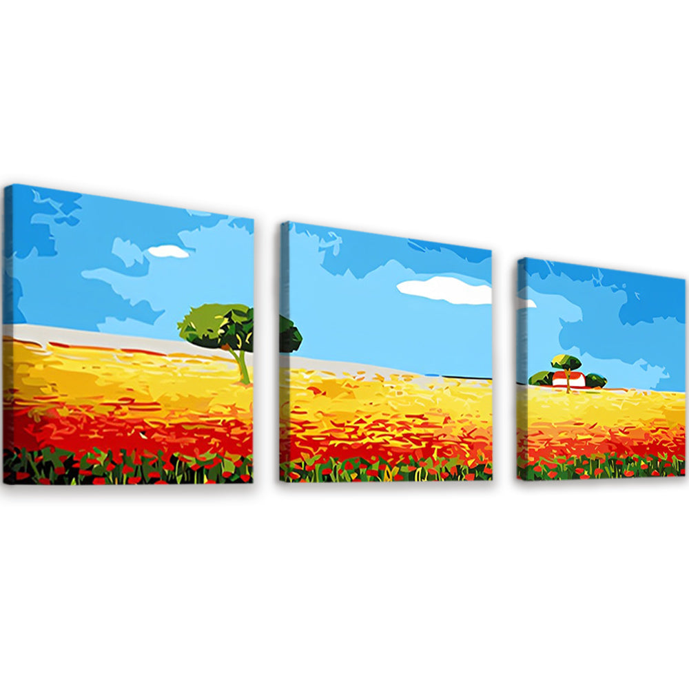 Champ et Arbre 3 Partie Peinture par Numéros