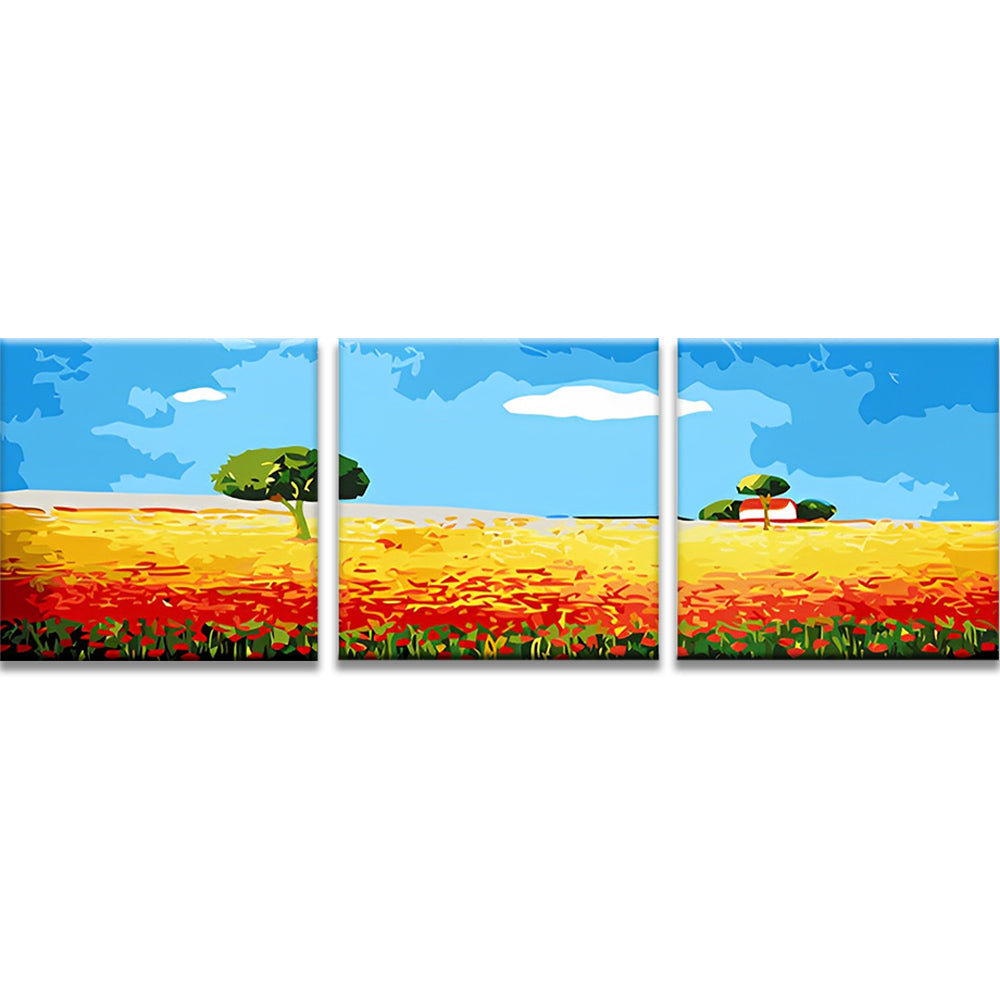 Champ et Arbre 3 Partie Peinture par Numéros