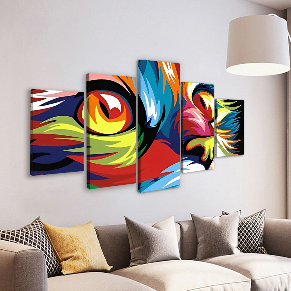 Chat à Poil Long Coloré 5 Partie Peinture par Numéros