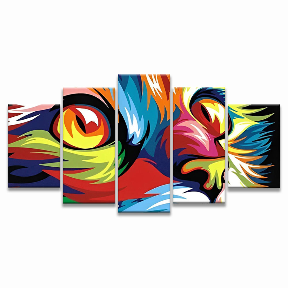 Chat à Poil Long Coloré 5 Partie Peinture par Numéros