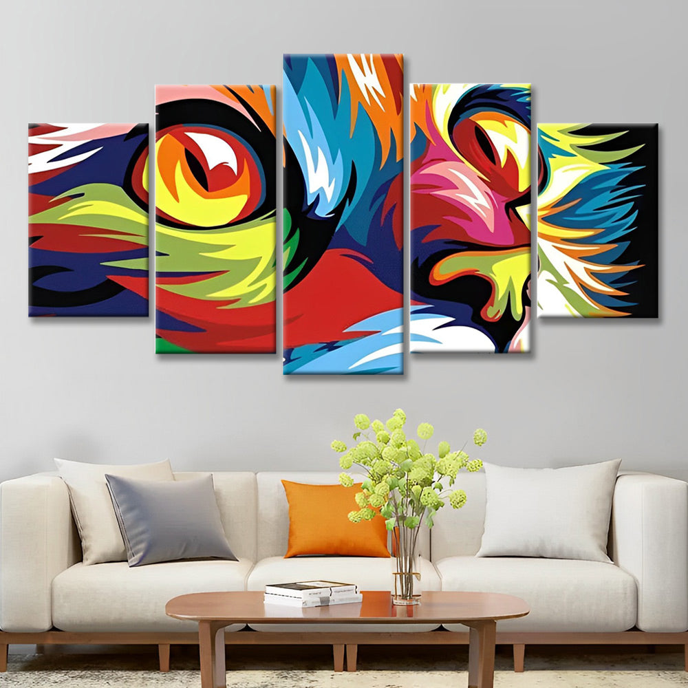 Chat à Poil Long Coloré 5 Partie Peinture par Numéros