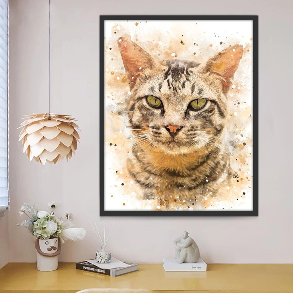 Chat aux Yeux Verts Peinture par Numéros