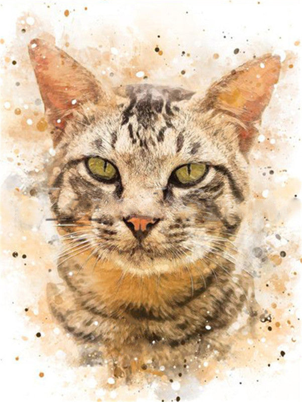 Chat aux Yeux Verts Peinture par Numéros