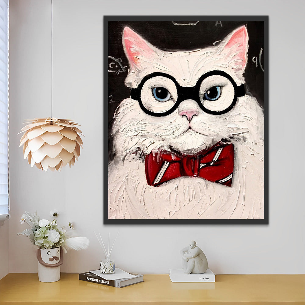 Peinture par numéros Chat Blanc avec Lunettes –
